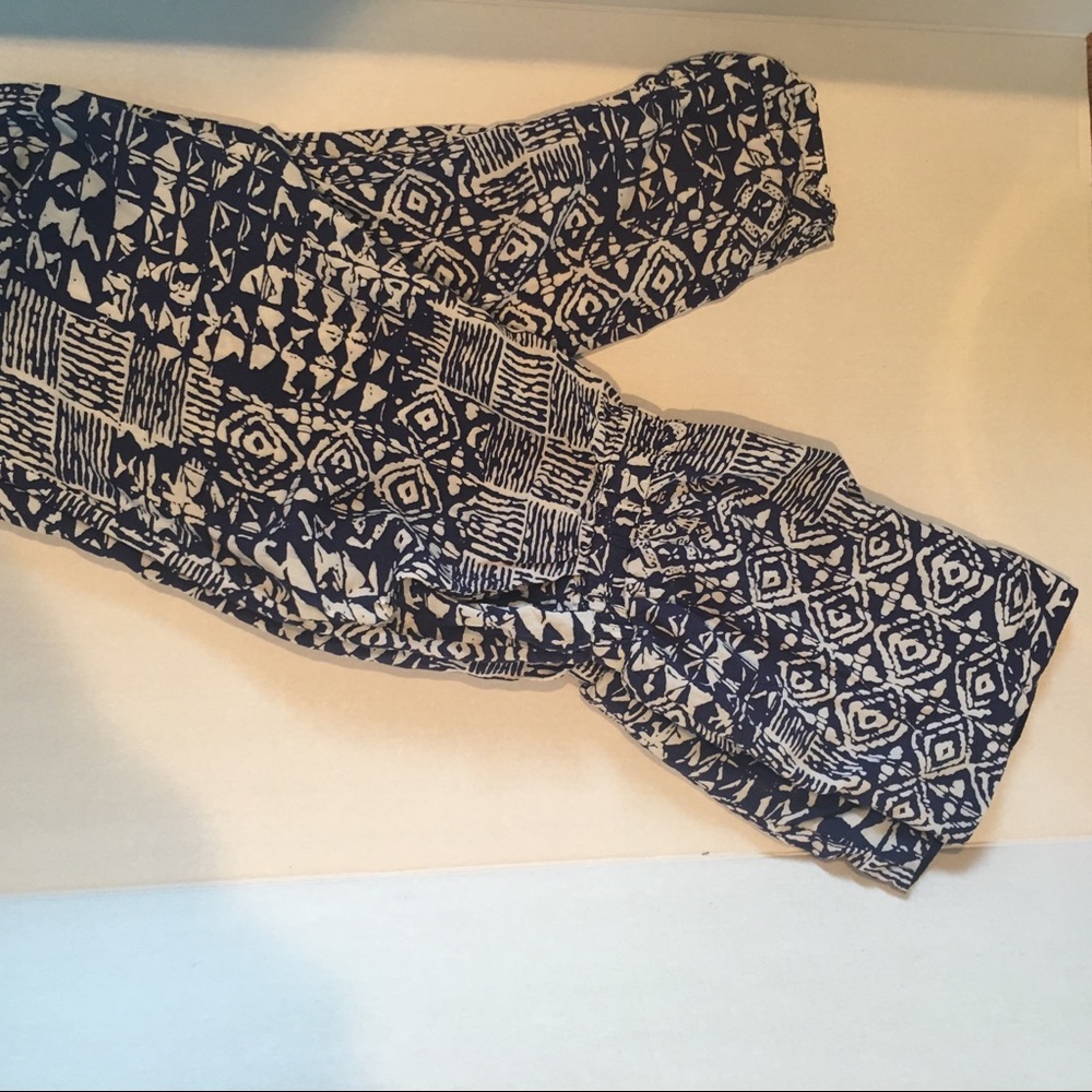 Blue and white romper